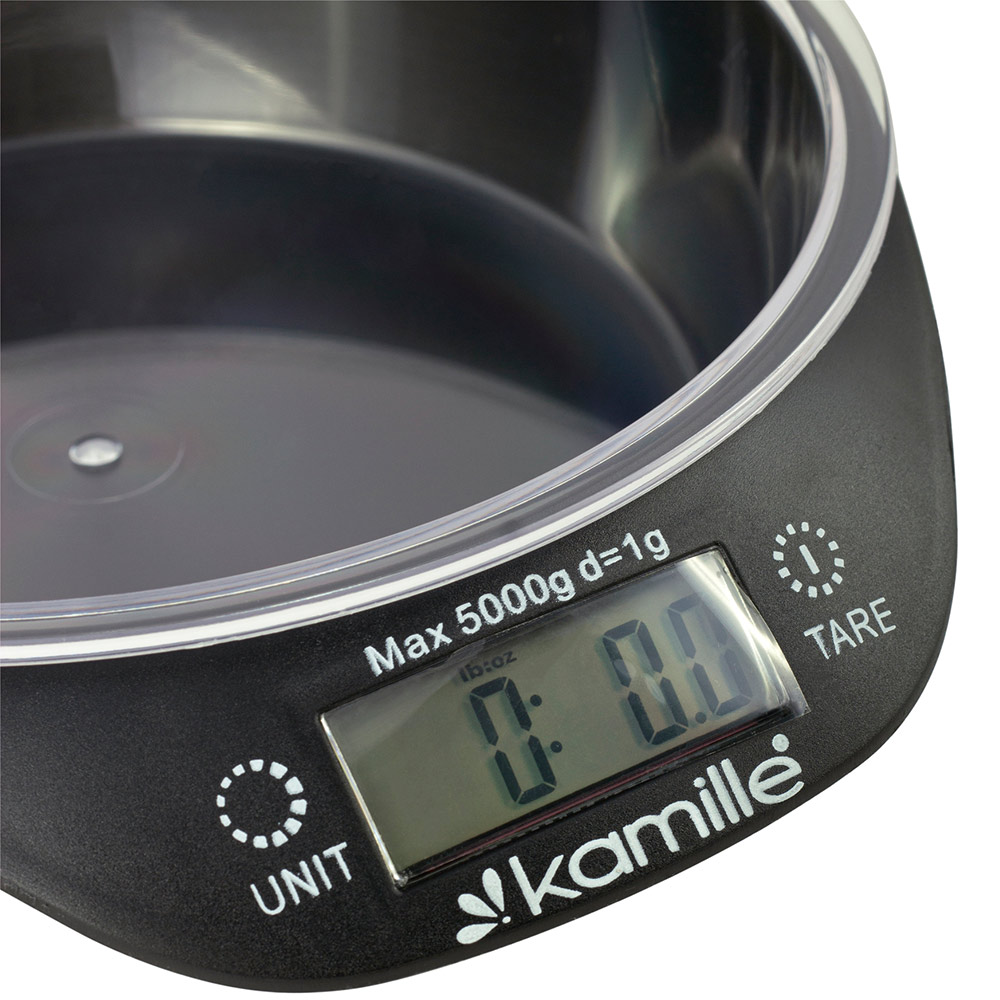 Waga kuchenna elektroniczna z miską okrągła z wyświetlaczem LCD KM 7110 Kamille